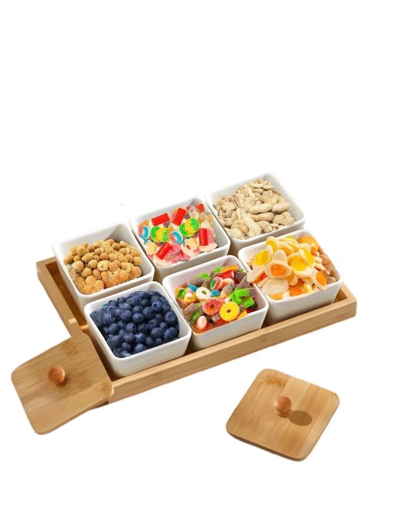 Bambus  Snackschalen mit Tablett