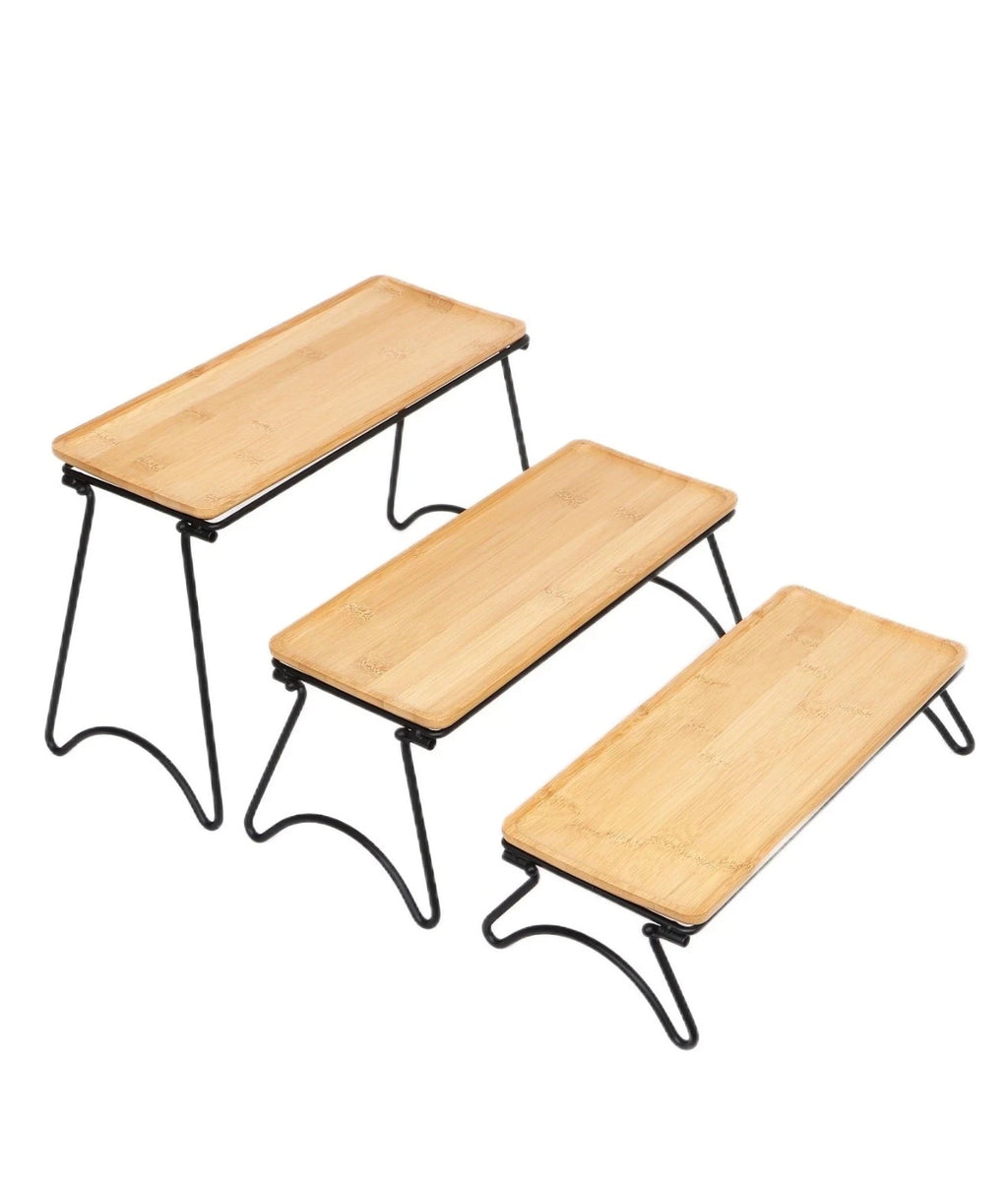 Serviertablett Tablett Set mit klappbaren Beinen Etagere 3tlg