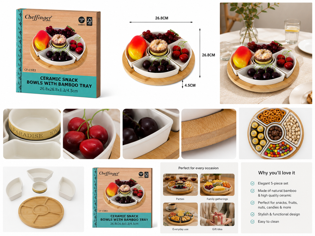 Bambus Snacktablett rund