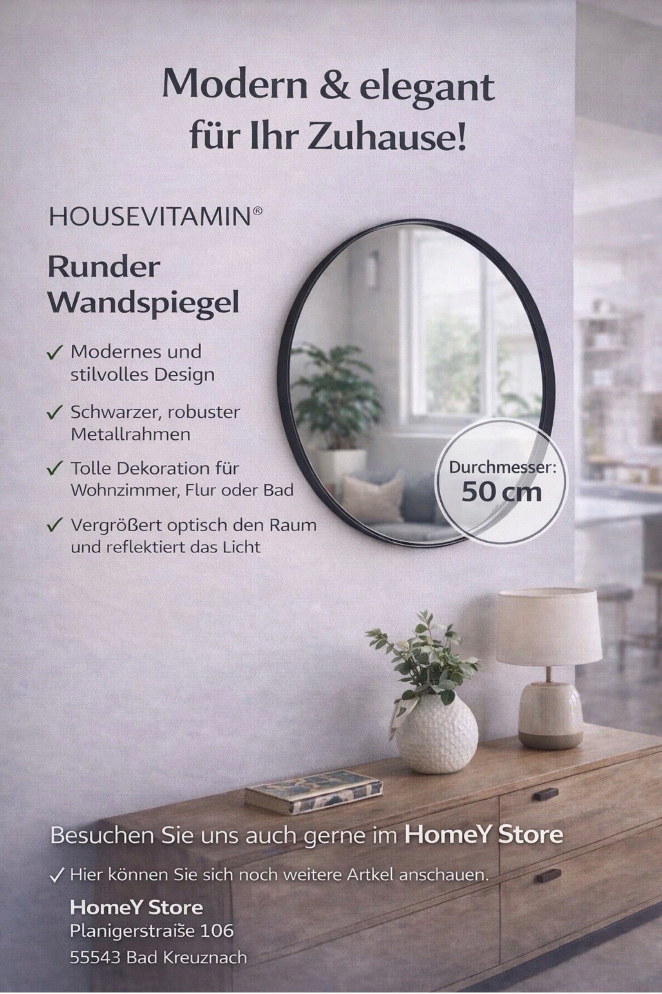 Wandspiegel 50cm
